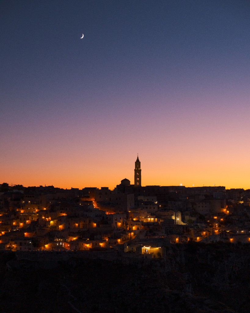Matera skyline at dusk
